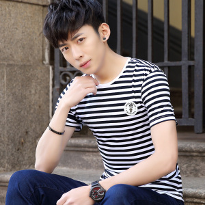 夏天男装短袖t恤韩版2017个性中学生上衣半袖社会人帅气衣服潮流