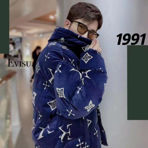 代购潮牌evisu福神外套王一博同款满身印花棉服男女情侣休闲棉衣