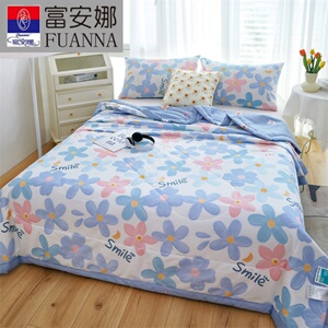 富安娜纯棉夏凉被100%全棉单双人空调被夏被春秋夏季薄被子可机洗