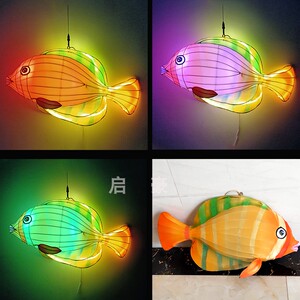 发光鱼形吊灯手持鱼灯笼小丑鱼海鱼鲤鱼饭店灯餐厅商场公园装饰