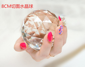 8CM切面水晶球多面球 美甲店手拿拍照道具 儿童宝石玩具玻璃钻石