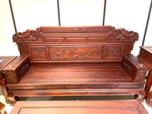 酸枝红木中美洲沙发鱼跃龙门123六件豪华大气古典雕刻加大尺寸款