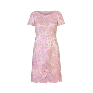 货量有限 chlosio克劳西2020新款粉色几何圆领法式经典洋装连衣裙