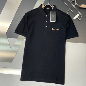 fendi芬迪小怪兽眼睛刺绣翻领polo衫上衣男士休闲商务短袖t恤百搭