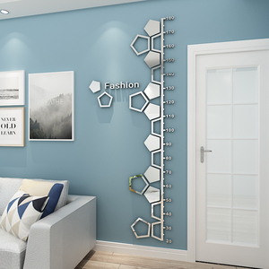 亚克力镜面儿童量身高墙贴3d立体客厅卧室房间创意装饰可移除贴画