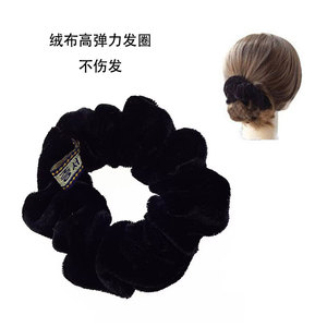 韩国进口优质绒布弹力发圈纯黑色大布圈盘发扎马尾发绳发饰品