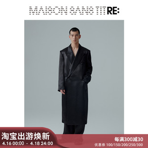 RE: BY MAISON SANS TITRE原创设计黑色缎面双排扣长款风衣男
