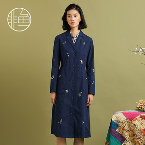 001人付款天猫非鱼春秋外套女新款长袖单排扣绣花西装