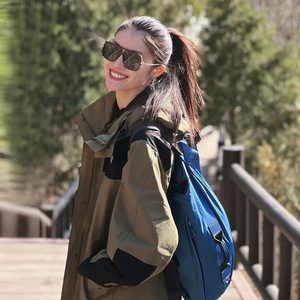 法国代购何穗明星同款冲锋衣中长款连帽风衣外套女春秋休闲户外潮