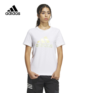 阿迪达斯白色运动半袖女夏季新款宽松圆领透气休闲短袖T恤IM8885