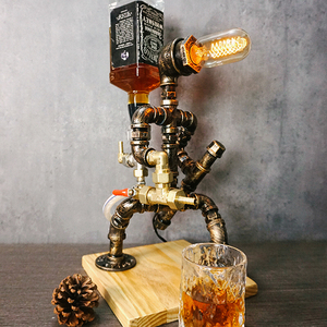 水管机器人工业风复古台灯咖啡厅餐厅酒吧台装饰摆件洋酒架分酒器