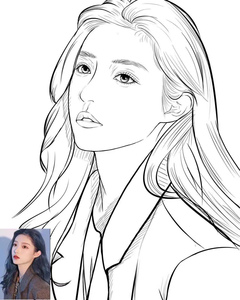 手绘照片高清黑白电子版笔画真人肖像线稿q版漫画风定制设计头像
