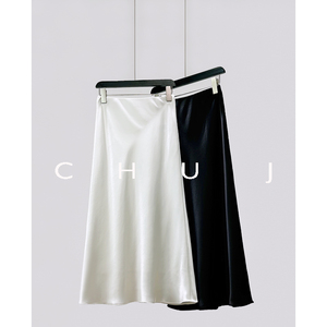 CHU JIAN原创设计女装日本进口三醋酸半身裙高腰显瘦缎面A字裙子