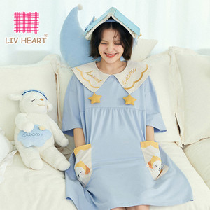 livheart乐町联名可爱小羊公仔玩偶娃娃睡衣套装家居服睡裙夏季女