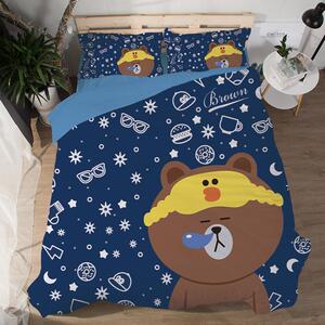 布朗熊床上用品四件套单双人学生宿舍儿童卡通动漫被套三件套床笠