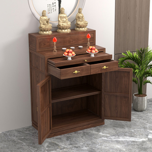 实木佛龛供桌现代风格带门佛堂佛桌佛台神台家用阶梯香案简约定制