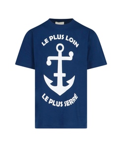 gucci 古奇 深蓝色船锚字母印花棉质短袖t恤上衣