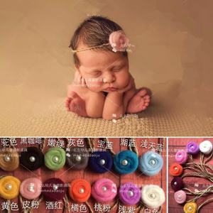 欧美儿童摄影道具 新生儿满月百天宝宝拍照羊毛珍珠头花宝宝发饰