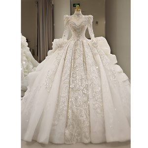 法式宫廷风长袖婚纱2024新款新娘重工奢华复古大拖尾白色高端主纱
