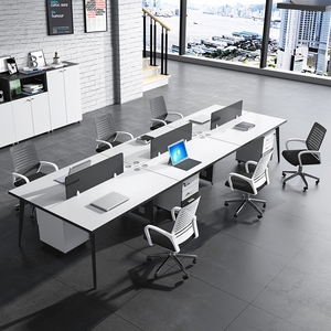 时仁职员办公桌简约现代桌椅组合电脑4四人位屏风工作6工位家具