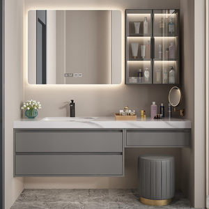 浴室柜智能柜卫生间岩板一体无缝陶瓷盆洗漱台洗脸盆洗手池梳妆台