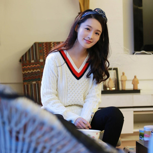 李沁同款条纹毛衣