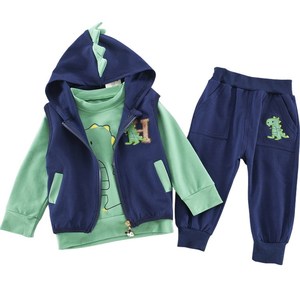 抖音宝宝秋季衣服男1-3岁 儿童套装恐龙搞怪卫衣童春秋装时尚潮衣