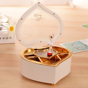 爱心旋转女孩音乐盒 桃心情侣八音盒情侣礼物 致爱丽丝音乐摆件