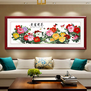 国画牡丹花开富贵中式客厅装饰画卧室床头挂画沙发背景墙餐厅壁画