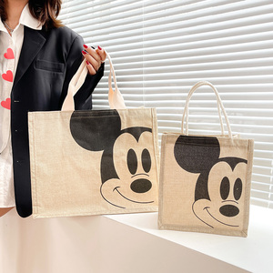 diy简易手绘购物袋日式托特包亚麻手提袋麻布袋涂鸦卡通托特大包
