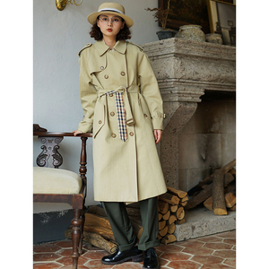 浮生八记"英伦侦探"福尔摩斯双排扣人字纹肌理全棉风衣经典复活