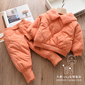 女童棉衣套装冬季韩版洋气小童棉袄女宝宝棉裤两件套装加厚潮