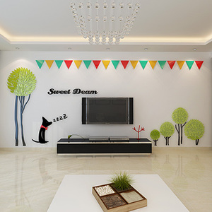 儿童房装饰电视墙3d立体墙贴卡通幼儿园影视区背景墙亚克力墙贴画