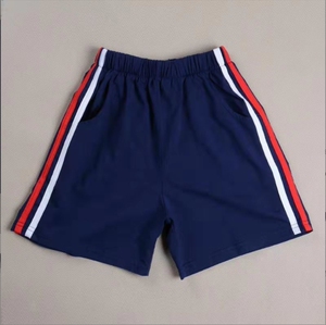 男童短裤夏季外穿纯棉校服裤中小学生一条杠二道藏青色红白五分裤