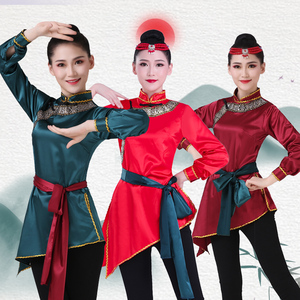 新款蒙古族表演服筷子舞服装少数民族风舞蹈新款艺考练习服女短款