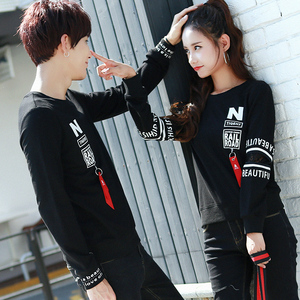 春秋情侣装冬季百搭春装上衣春季长袖t恤无帽秋装情侣卫衣秋冬款