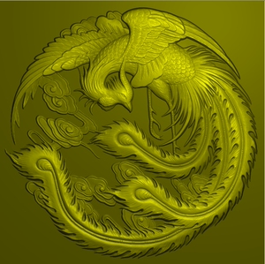 孔雀凤凰浮雕 孔雀凤凰精雕图 孔雀凤凰灰度图 头像设计定制