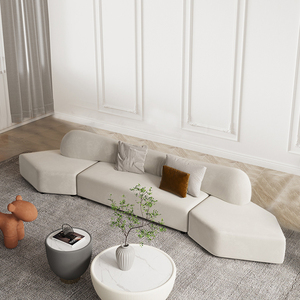 北欧风格创意弧形沙发设计师沙发轻奢布艺沙发小户型客厅四人组合