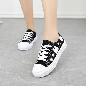 春秋帆布鞋女生日系少女心学生布鞋韩版粉色球鞋运动鞋百搭板鞋子