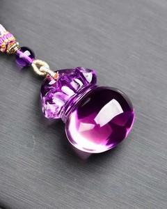 紫水晶吊坠大师设计优质天然水晶饰品钱袋子葫芦白菜金蟾坠子男女