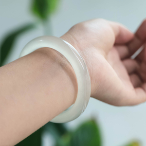 特价款|天然玉镯少女年轻款阿富汗玉蚕丝玉透冰种细圆条轻奢小众