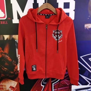 清专柜正品mlb潮牌红色老虎队开襟连帽休闲卫衣女款18de3ftl14553