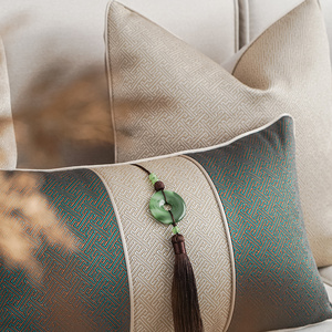 新中式沙发抱枕套古典风客厅靠垫套吊坠流苏腰枕样板间大靠包定制