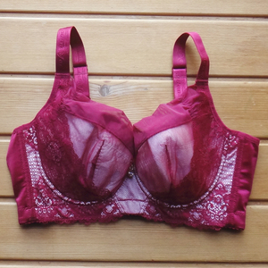 上托防下垂美背收副乳文胸 大胸显小全罩杯火山能量石内衣女d杯36