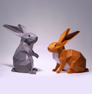 兔子 动物纸模手工diy创意立体模型客厅卧室办公等装饰品摆件