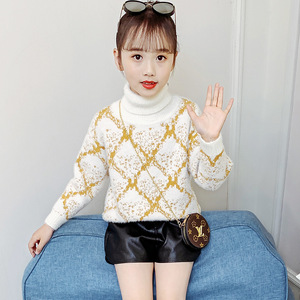 女童高领毛衣6儿童秋冬7水貂绒打底衫8洋气9女孩十岁海马毛针织衫