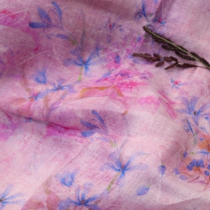 紫丁香 高端天然纯苎麻数码印花布料面料女服装袍子连衣裙夏季薄