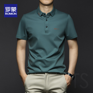 罗蒙短袖t恤男2022夏季新款丝光棉冰丝polo衫休闲宽松男士上衣潮