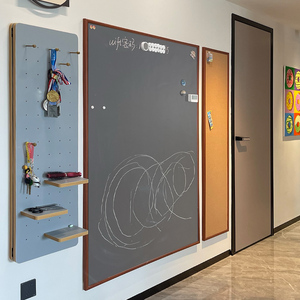 清朗 灰色黑板儿童家用环保灰板墙客厅北欧挂墙式黑板墙软木组合涂鸦