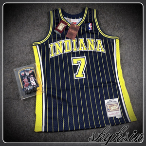 m&n小奥尼尔步行者队复古球衣 pacers mn复刻sw jermaine oneal